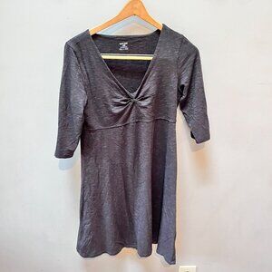 Horny Toad Womens Medium‎ V-Neck Grey 3/4 Sleeve Dress Organic Cotton
